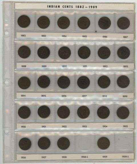 Collection of 28 different Indian Head Cents 1882 to 1909