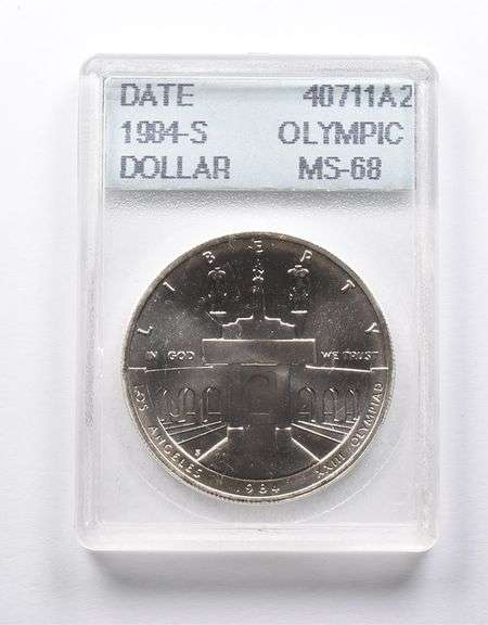 MS68 1984-S Olympic Commemorative Dollar Accugrade - Collectible Slab