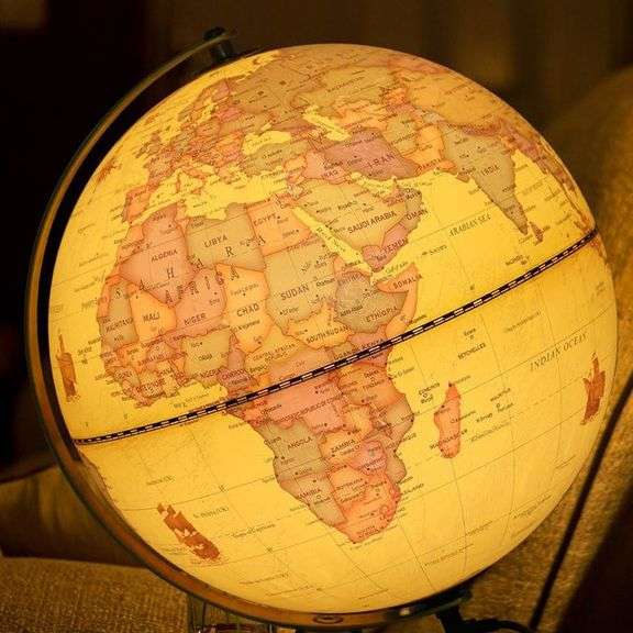Vintage Illuminated Globe with Wooden Stand