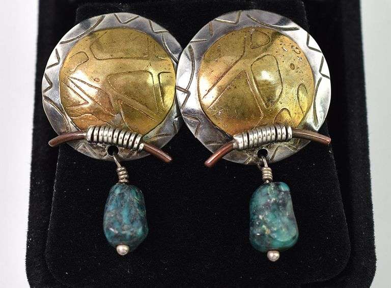 Sterling Silver Stud Earrings with Turquoise Gemstones