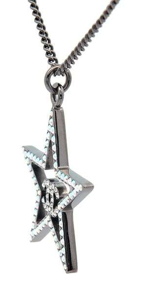 Chanel Pink Crystal CC Star Pendant Necklace
