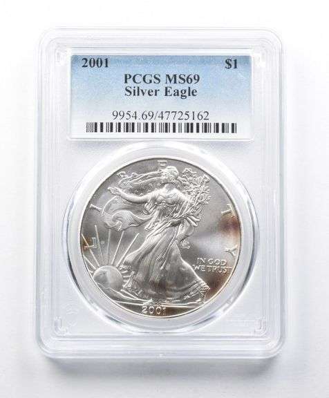 MS69 2001 American Silver Eagle PCGS Beautifully Toned