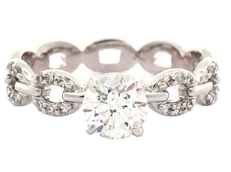 1.00ctw Round Diamond Chain Link Shank Engagement Ring in 14K