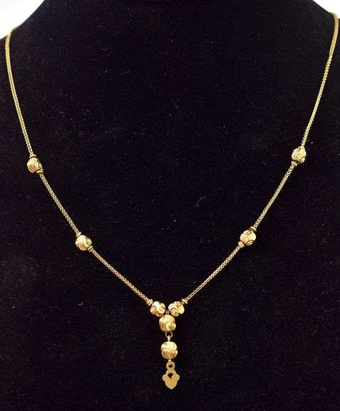 Cute 21K Yellow Gold Festoon Inspired Necklace