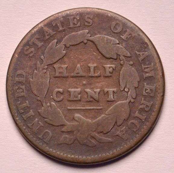 1835 Classic Head Half Cent, Corrosion.