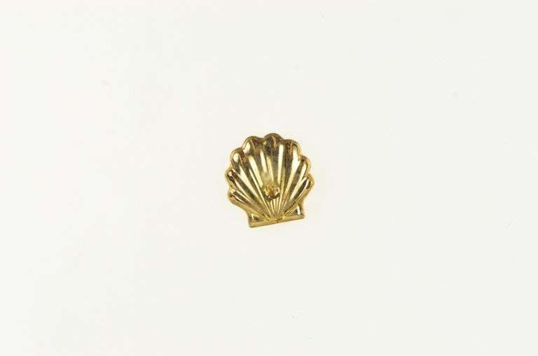 14K Yellow Gold Scallop Sea Shell Ocean Stud Single Earring
