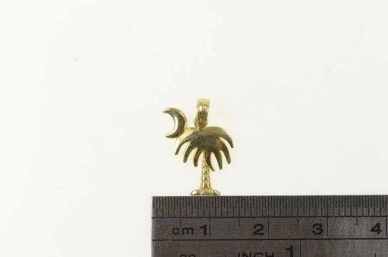14K Yellow Gold Myrtle Beach Symbol Vacation Palm Tree Pendant