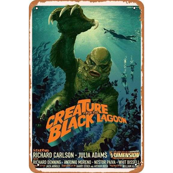1954 Creature from The Black Lagoon Movie Metal Sign