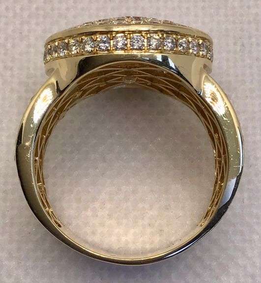 BREATHTAKING 14K YELLOW GOLD PAVE SET DIAMOND MEN’S RING