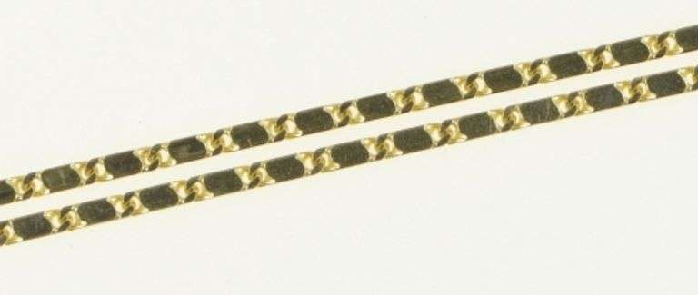 14K Yellow Gold 1.2mm Flat Link Pressed Chain Vintage Necklace