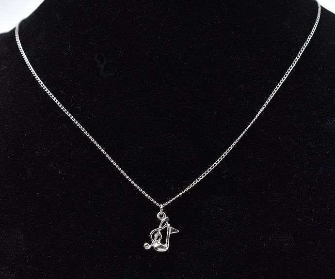 Music Note Pendant Necklace in Sterling Silver