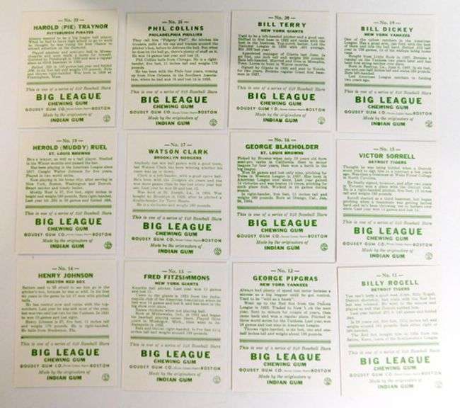 12 Goudey 1933 Reprint Baseball Cards