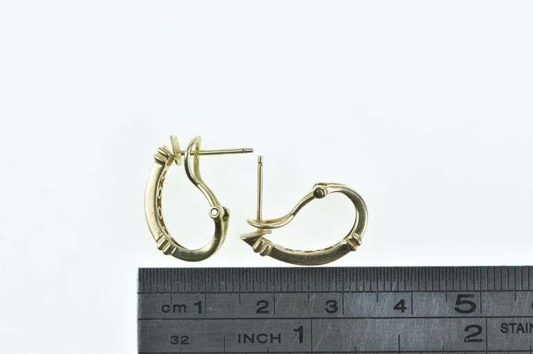 10K Yellow Gold Sapphire & Diamond French Clip Bar Earrings