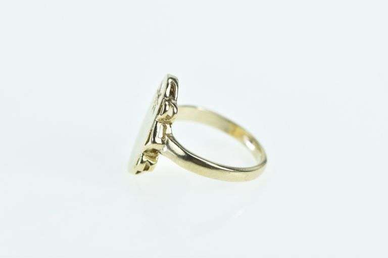 10K Yellow Gold R R Diamond Monogram Filigree Initial Ring