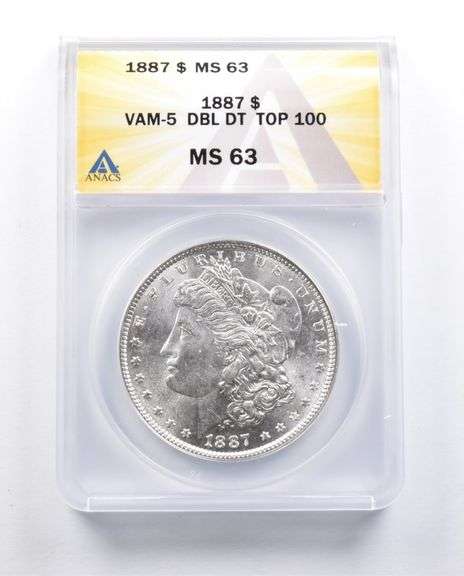 MS63 1887 Morgan Silver Dollar VAM-5 DBL DT Top 100 ANACS