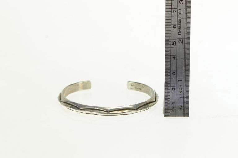 Sterling Silver Douglas Etsitty Navajo Stamped Cuff Bracelet