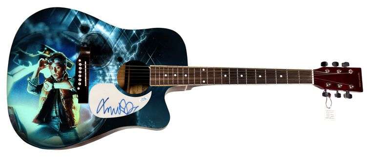 Michael J. Fox Autographed Back To The Future Graphics 1/1 Acoustic Guitar ACOA