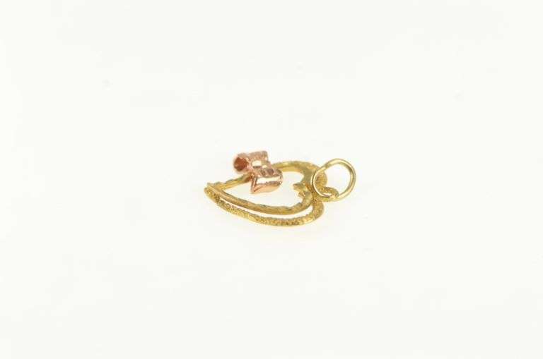 14K Yellow Gold Heart Valentines Day Love Two Toned Charm/Pendant