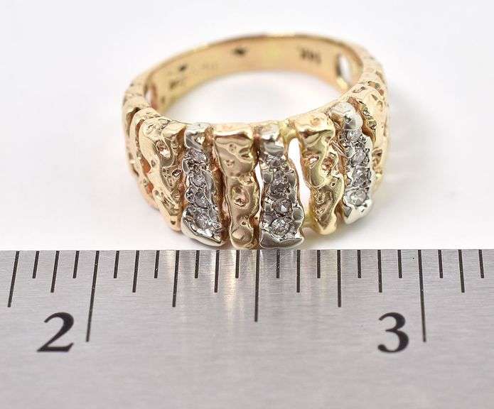 Superb 14K Yellow Gold Nugget Diamond Ring