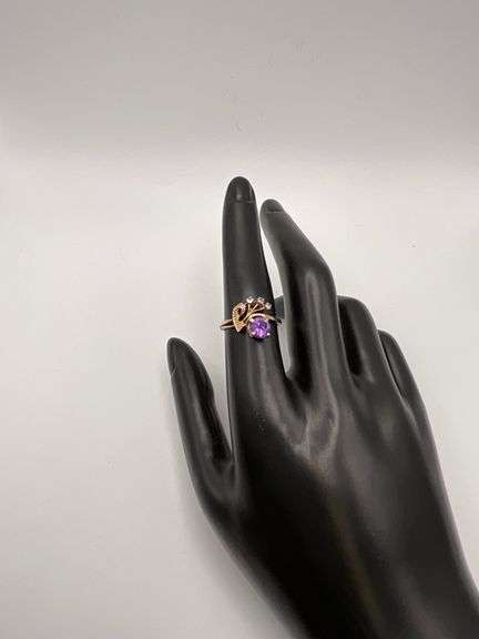 2.5g 10k YG Purple Gemstone Size 6