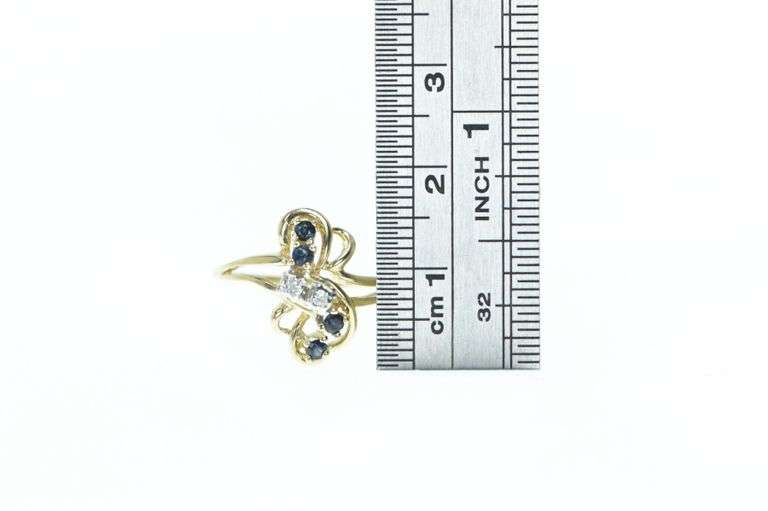 14K Yellow Gold Sapphire Diamond Freeform Cluster Ring