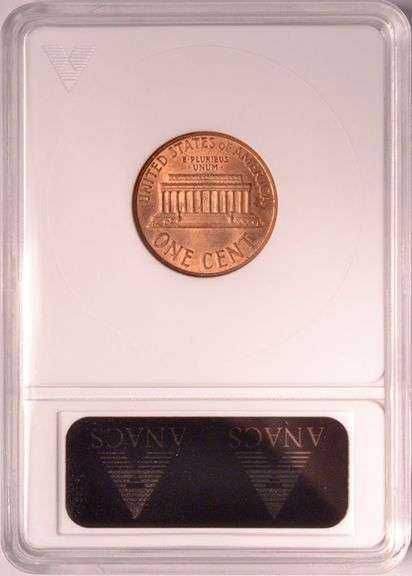1999 Lincoln Cent Wide AM Type 2 Reverse "Proof" Hub ANACS MS63 Red
