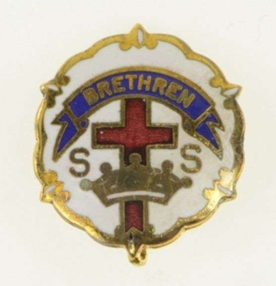 10K Yellow Gold Cross Crown Sunday School Uncas Lapel Pin/Brooch