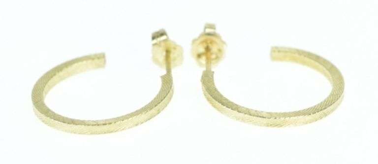 14K Yellow Gold 19.3mm Vintage Square 3/4 Hoop Earrings