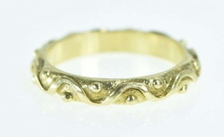 18K Yellow Gold J J Marco Wavy Dot Designer Band Ring