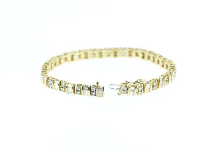14K Yellow Gold 7.00 Ctw Diamond Vintage Tennis Bracelet