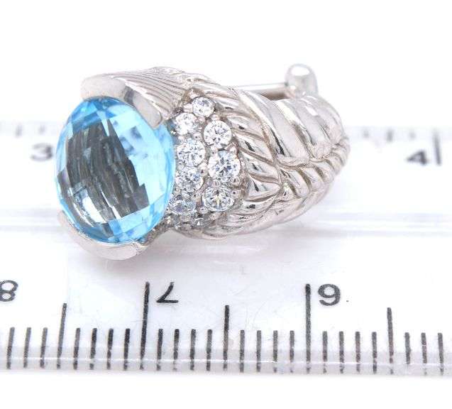 Judith Ripka 925 sterling silver blue topaz earrings