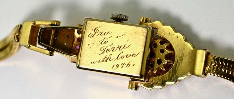 Stunning Art Deco 14K Rose Gold and Ruby and Diamond  Watch