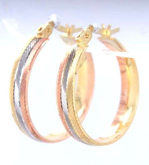 14kt Tri color gold hoop earrings