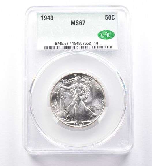 1943 Walking Liberty Half Dollar MS67 CAC