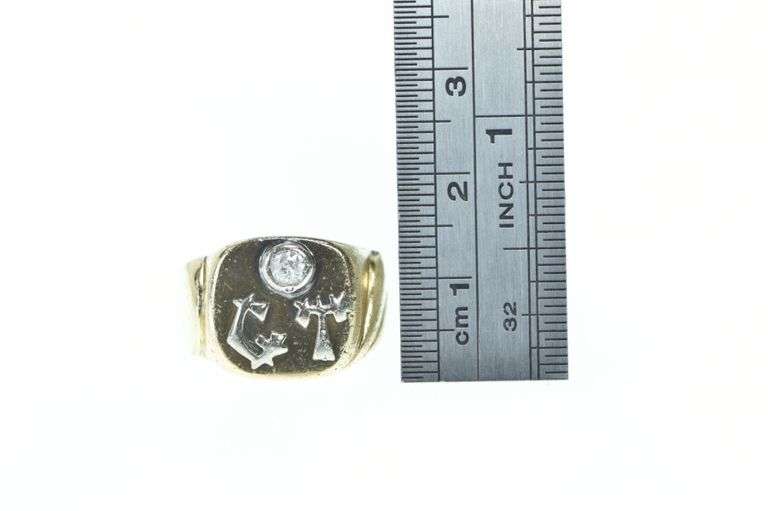 14K Yellow Gold Art Deco G T Monogram Diamond Initials Ring