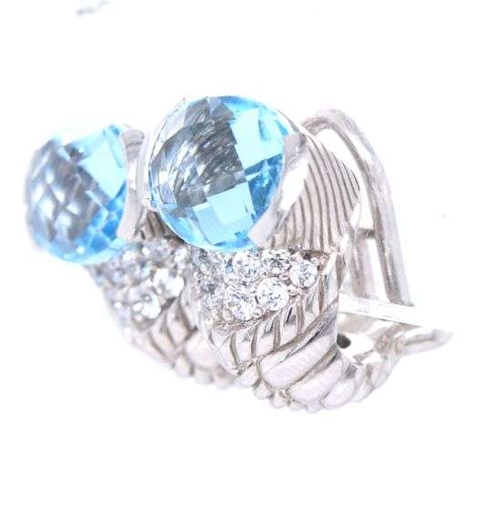 Judith Ripka 925 sterling silver blue topaz earrings