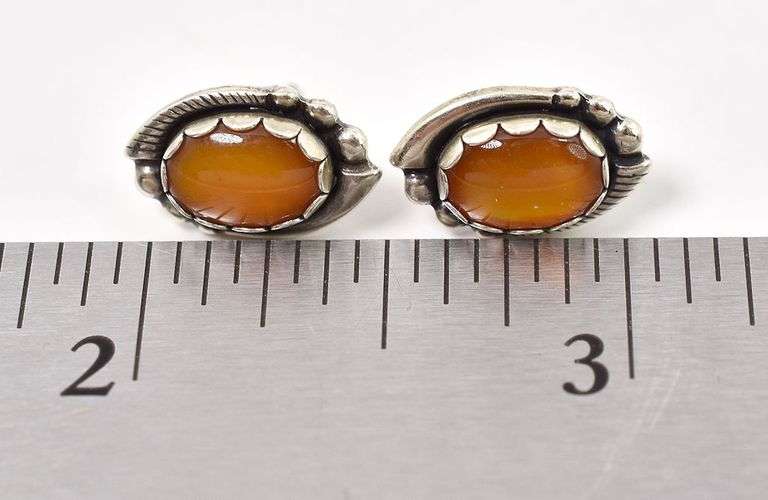 Orange Gemstone Stud Earrings in Sterling Silver