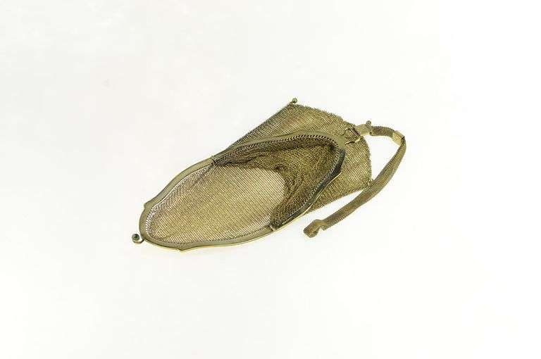 Sterling Silver Art Deco Engraved Scroll Mesh Vermeil Purse