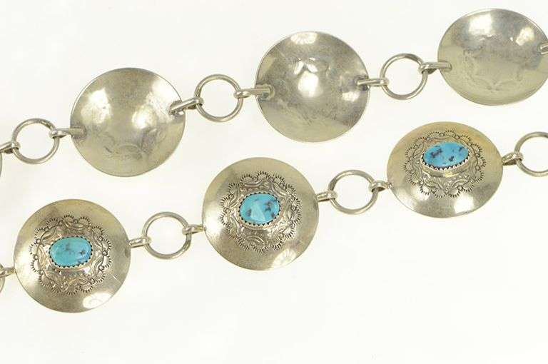 Sterling Silver Turquoise Southwestern Ornate Belt