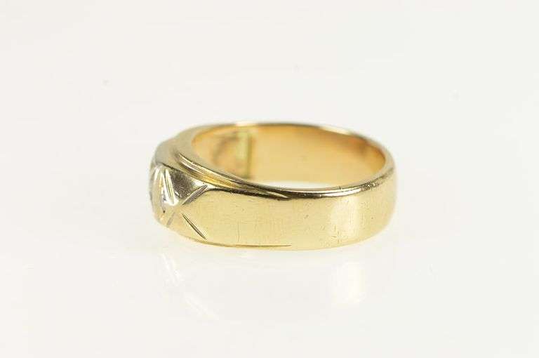 14K Yellow Gold 1950's 0.20 Ctw Men's Diamond Wedding Ring