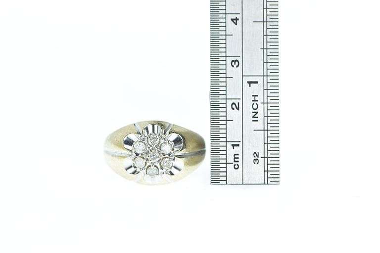 10K Yellow Gold 0.64 Ctw Diamond Retro Mens Domed Ring