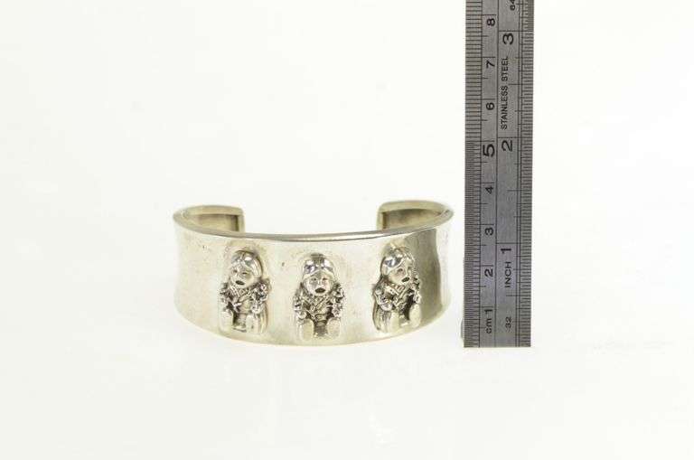 Sterling Silver Southwestern Kachina Doll Ornate Cuff Bracelet