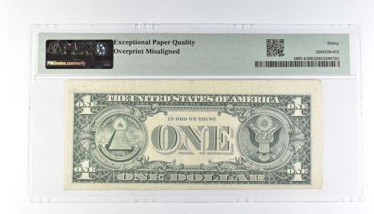PMG 30 VF EPQ $1 1969D FRN Richmond Fr#1907-E Misalignment Error