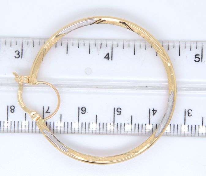 14kt Tri color gold diamond hoop earrings