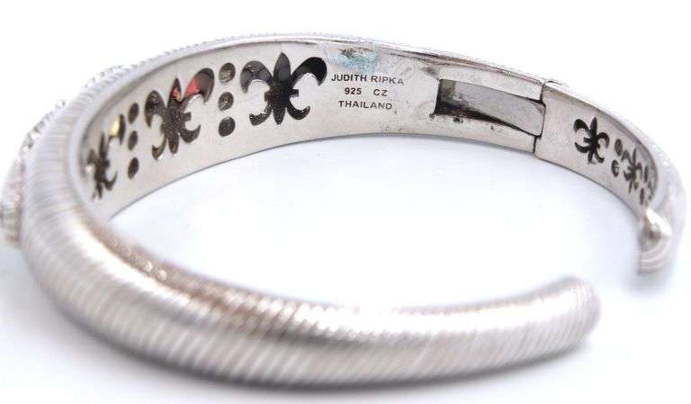 Judith Ripka Garnet and Citrine Hinged bangle in 925 sterling silver