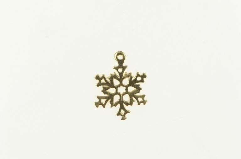 14K Yellow Gold Snow Flake Winter Season Holiday Charm/Pendant