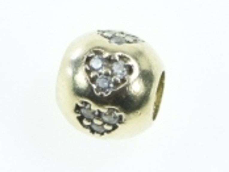 14K Yellow Gold Heart Love Symbol Round Slide CZ Charm/Pendant