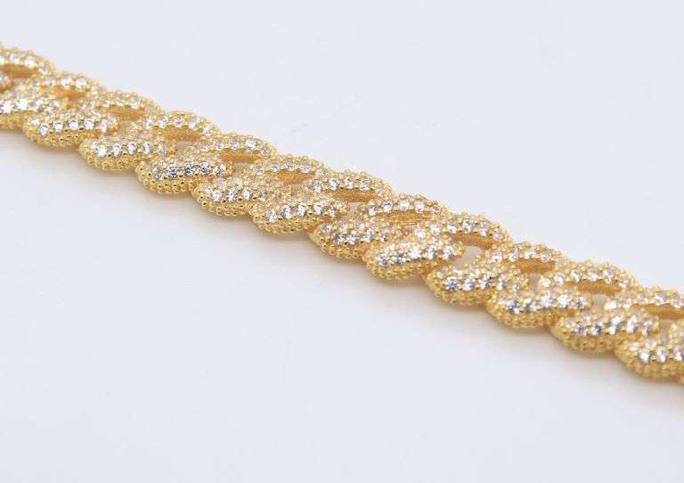 Sterling Silver Cubic Zirconia Curb Link Bracelet
