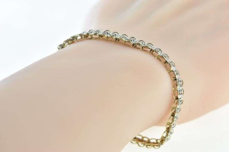10K Yellow Gold 1.50 Ctw Diamond Vintage Classic Tennis Bracelet