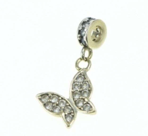 14K Yellow Gold Butterfly Beauty Change Symbol CZ Charm/Pendant